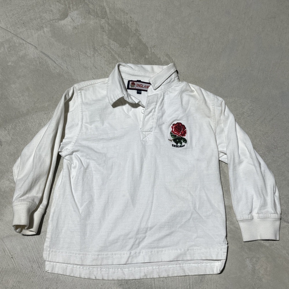 England Rugby Shirt Retro Cotton Traders Jersey Long Sleeve Youth SZ 7-8 Boys